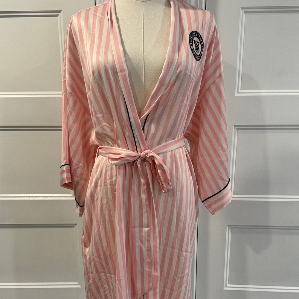 Victoria's Secret Pink and White Striped Robe